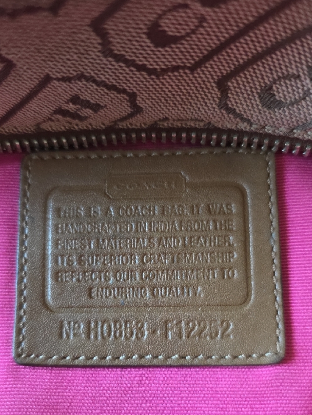 GUC Coach Lozenge Canvas Tote w/ Pink Stripe - Picture 7 of 10